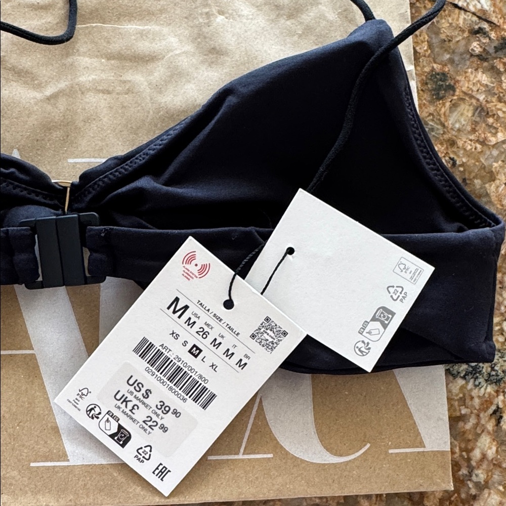 Zara Black Bikini Top with Gold Ring - Picture 4 of 8